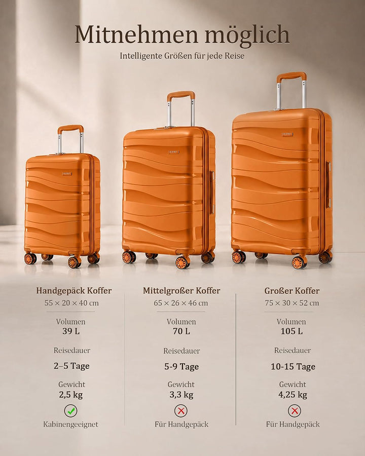 KONO Gross Koffer 75cm Leicht Reisekoffer aus Polypropylen Hartschale Koffer mit 4 Rollen und TSA Sc