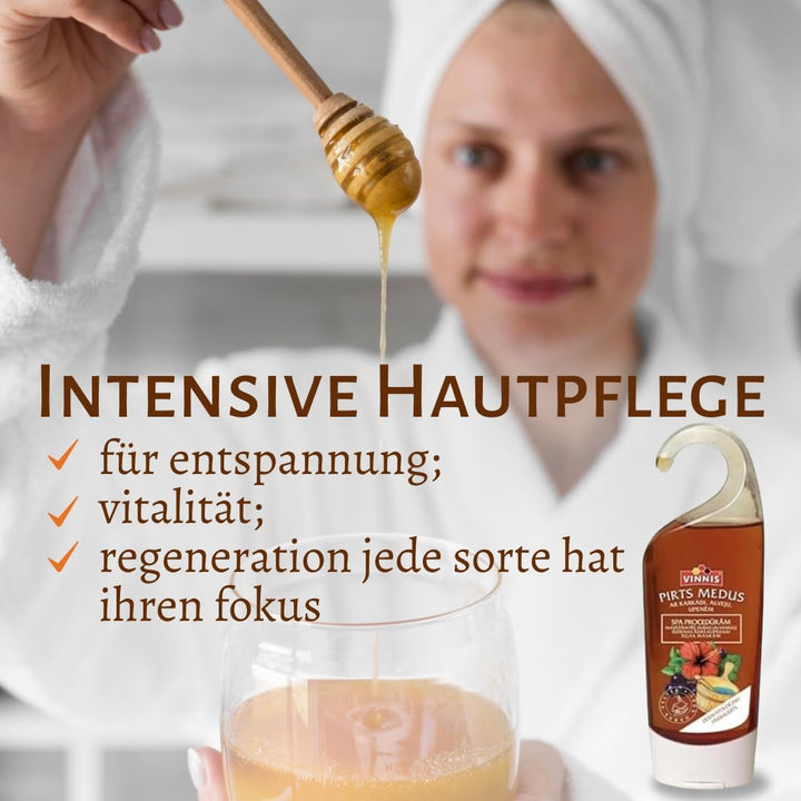 Sauna Honig Sortenmix – 4er Set (Lavendel, Hibiskus, Sanddorn, Rosmarin) – 100% natürlich – Honigcre