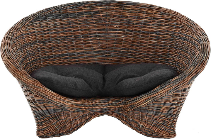 Lotus-Stuhl Meditationssessel aus echtem Rattan/Yoga Sitz zur Meditation Sessel (Schwarz Braun mit K