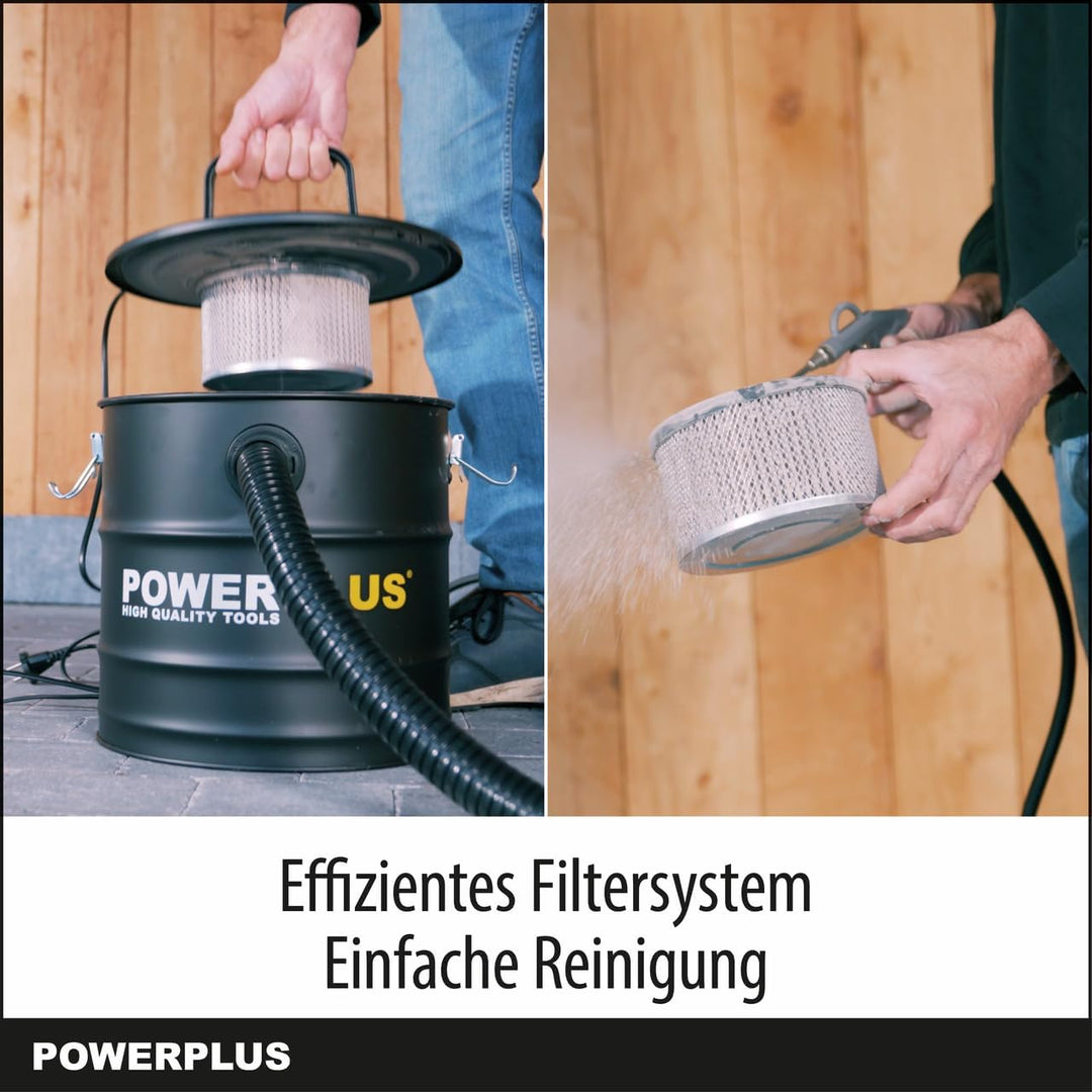Powerplus Staubsauger POWX3013 Aschesauger für Kamin - 1600W - 20L Auffangbehälter - 2m Kabel - Inkl