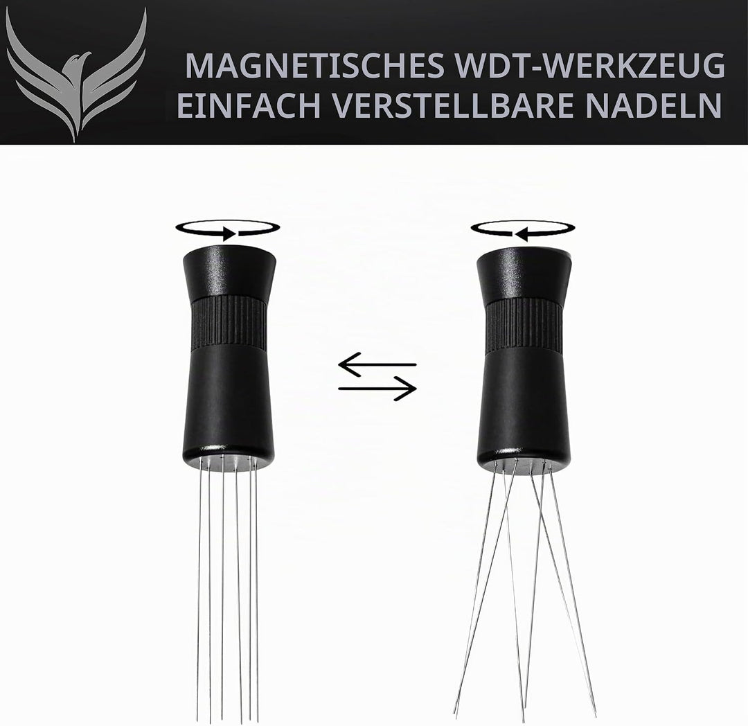 WDT Tool Espresso Distribution Tool – Verstellbarer Kaffee Nadelverteiler 0.25mm & 0.4mm, Magnetisch