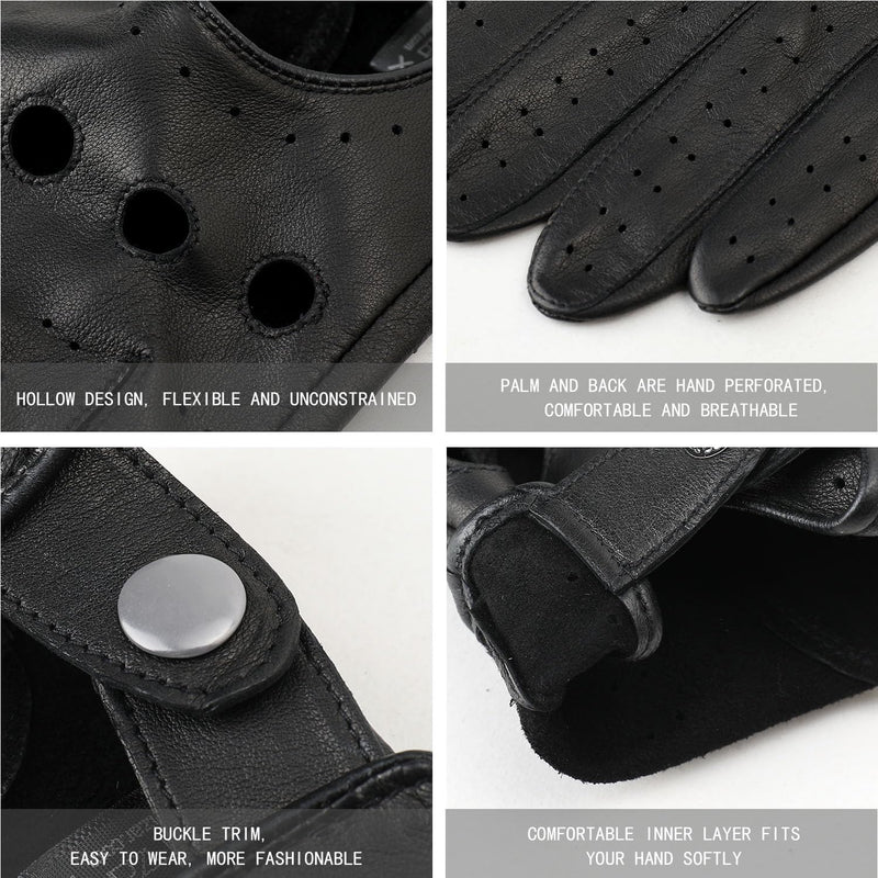 ZLUXURQ Herren Fahrerhandschuhe aus 100% Leder,Unliniert Lederhandschuhe X-Large(24.1-25.4cm) Schwar