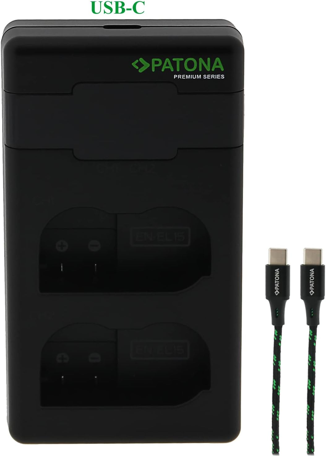 PATONA EN-EL15c EN-EL15b EN-EL15 - PD Performance Akku Ladegerät (1500mA), USB-C Mini Dual LCD - PD/