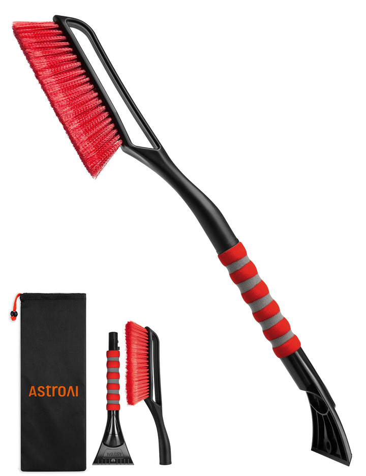 AstroAI Eiskratzer Auto mit Besen Schneebesen Abnehmbarer 68CM Lang mit grosse Kante Borsten & Ergon