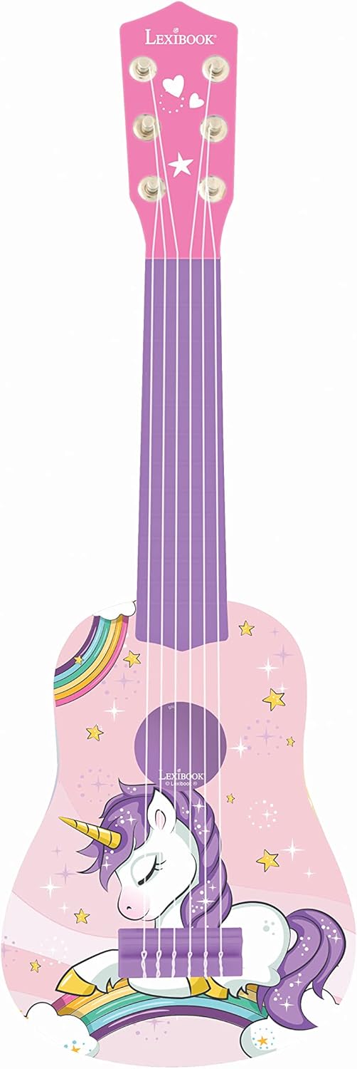 Lexibook erste Gitarre Einhorn für Kinder, 6 Nylonsaiten, 53 cm, Anleitung inklusive, Rosa/Blau, K20