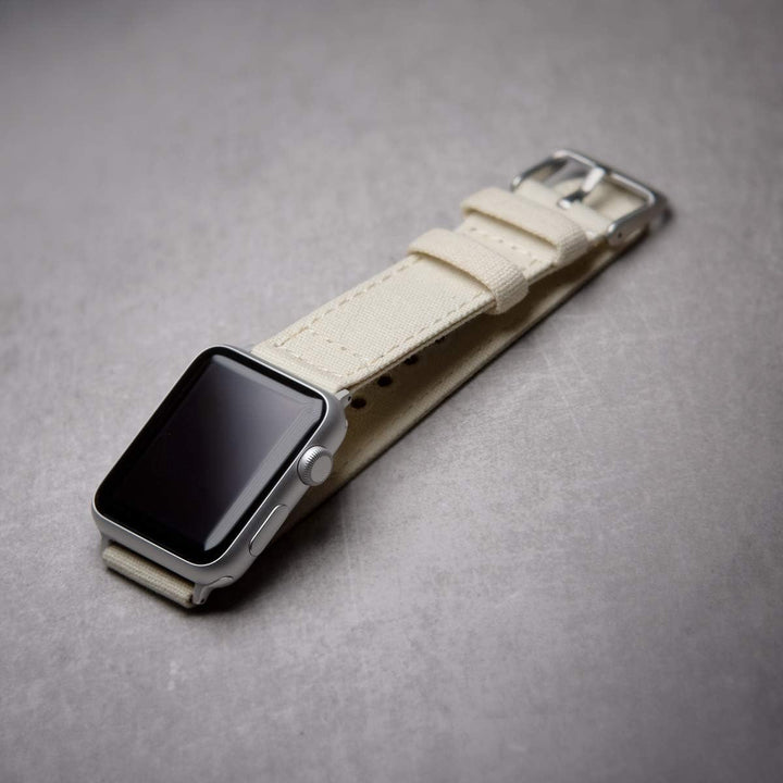 Archer Watch Straps - Canvas-Uhrenarmbänder für Apple Watch 40/41/42mm Alabaster, Silber, 40/41/42mm