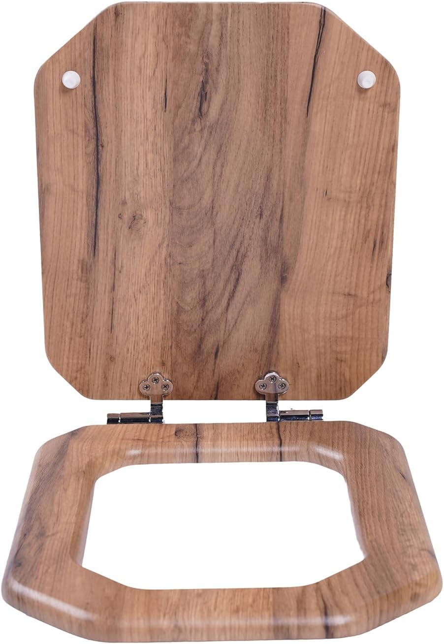 MDF-Toilettensitz, Klodeckel Holz, Premium Quadrat-Förmig Toilettendeckel Mit Soft-Close-Mechanismus