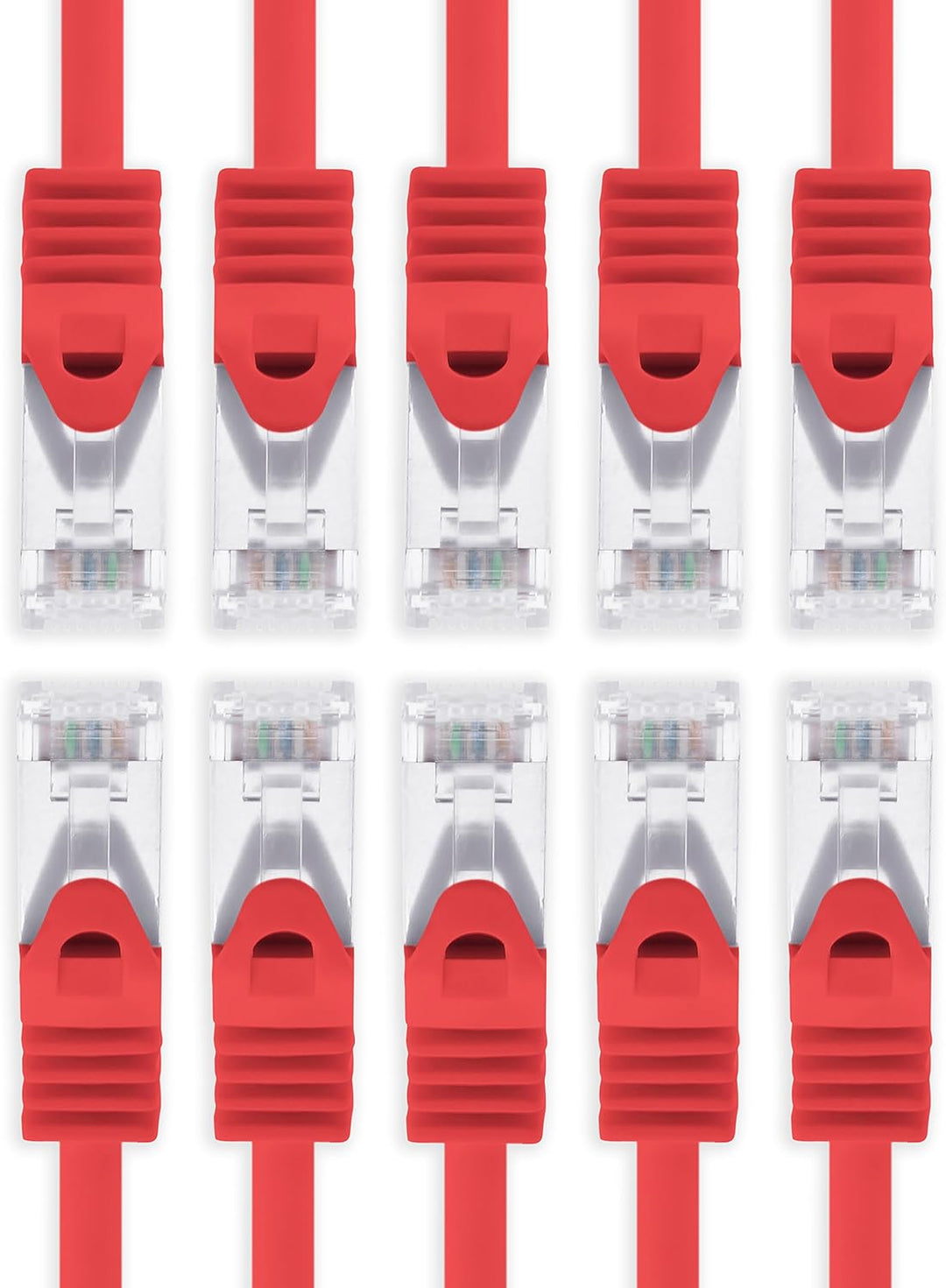 2m - rot - 10 Stück Cat7 Netzwerkkabel SFTP Patchkabel Lankabel Rohkabel 10GB/s - 500 Mhz konfektion