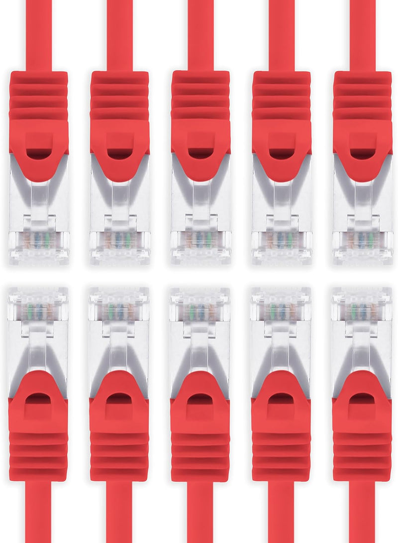 2m - rot - 10 Stück Cat7 Netzwerkkabel SFTP Patchkabel Lankabel Rohkabel 10GB/s - 500 Mhz konfektion