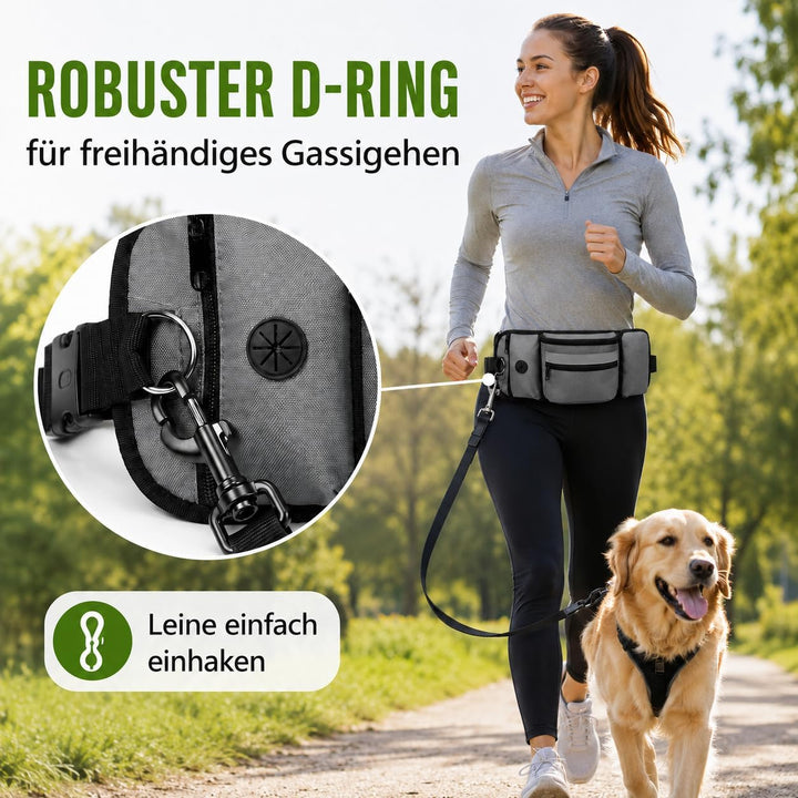Bauchtasche Hunde Leckerlibeutel mit D-Ring &amp; Kotbeutelspender