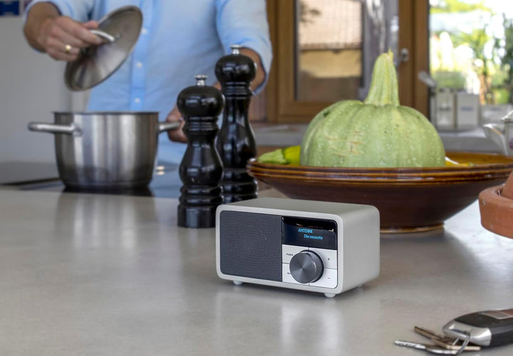 Kathrein DAB Plus Radio Mini I Digitalradio DAB+ u. UKW mit Bluetooth, Aux 3,5mm & Akku I kleines Kü