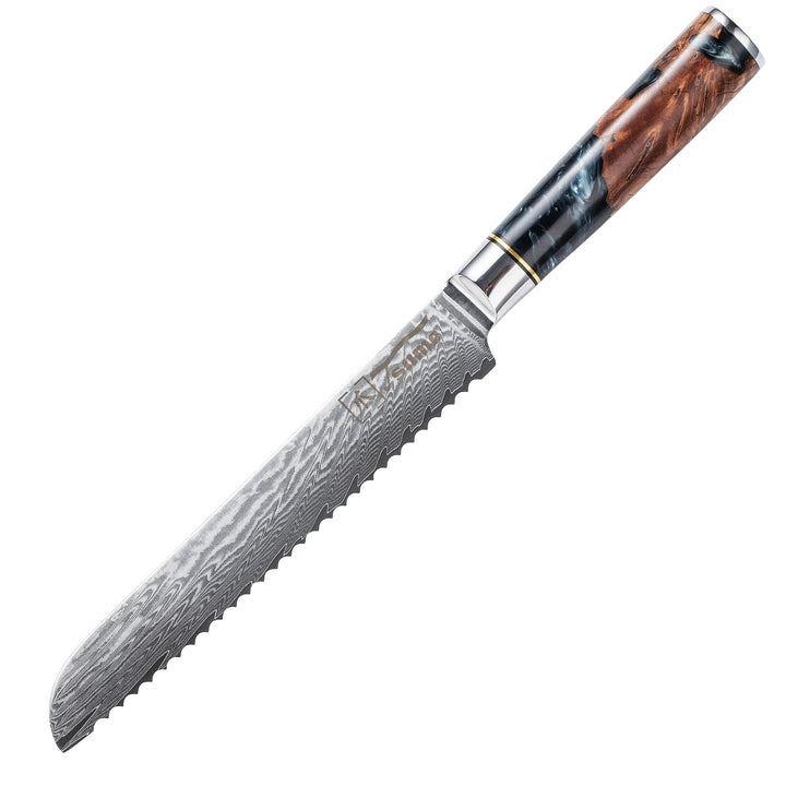 Tsume Brotmesser Onyx, Klingenlänge 19cm, Echtes Damast Küchenmesser, 67 Schichten VG10 Edelstahlker