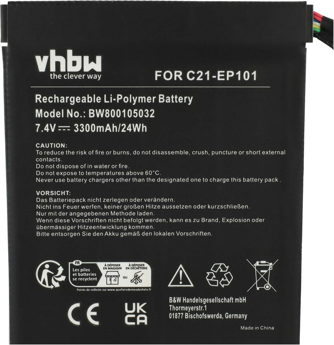 vhbw Akku kompatibel mit Asus Eee Pad Transformer TF101-1B221A, TF101A1, TF101-A1, TF101B1 Notebook