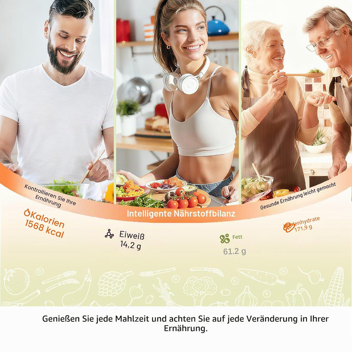Smart Küchenwaage Kalorienzählung Ernährung Lebensmittelwaage mit kostenloser App & Bluetooth verfol