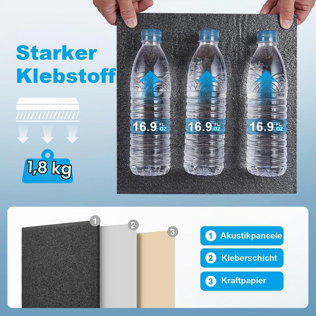 Akustikplatten selbstklebend 30x30cm |Akustikplatten| 12x Premium-schallschutz 9mm für Podcast-Aufna