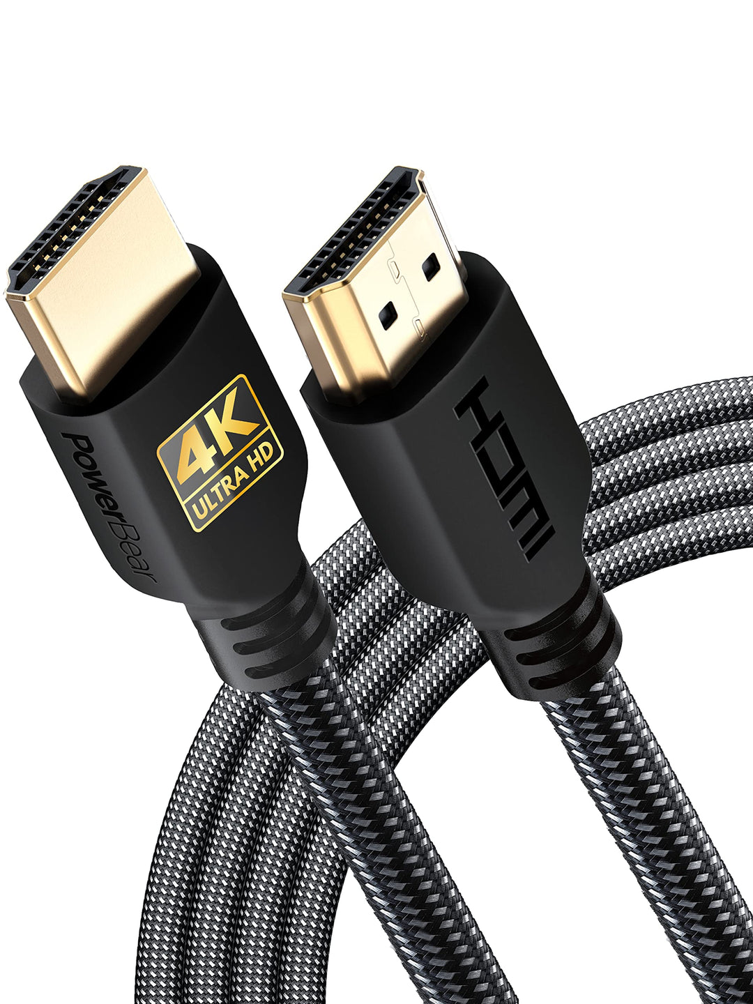 PowerBear 4K HDMI Kabel 3m | 2 Packung,18Gbps HDMI Kabel, geflochtenes Nylon & Goldstecker, 4K @ 60H