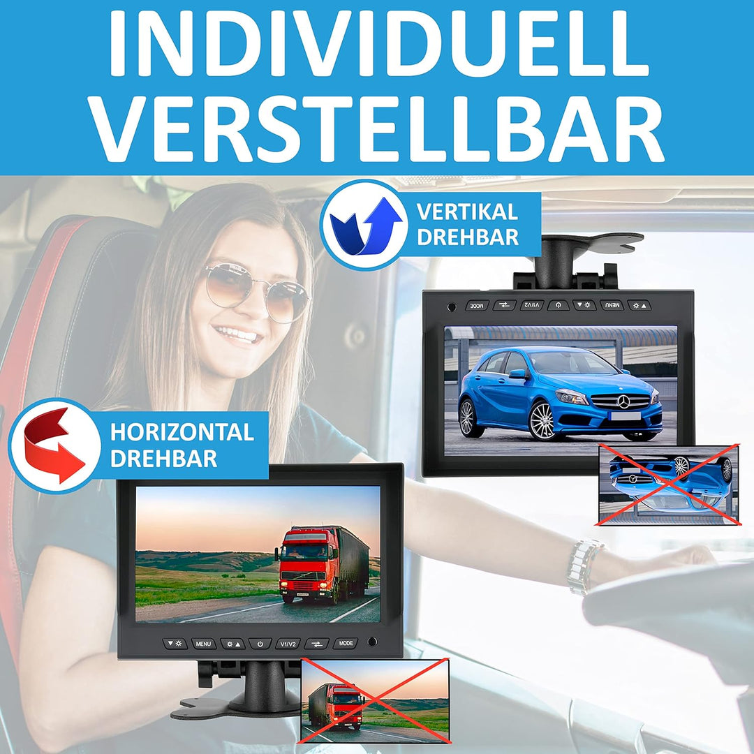 VSG24 24136 – 7“ Rückfahrsystem mit Kugelkopfkamera, Kleintransporter, Sprinter, inkl. 20m Kabel, Na