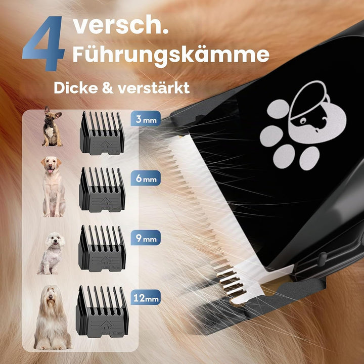Hundeschermaschine, Hundepflegeset, 2-Gang-Geräuscharmes IPX5-wasserdichtes LED-Display, professione