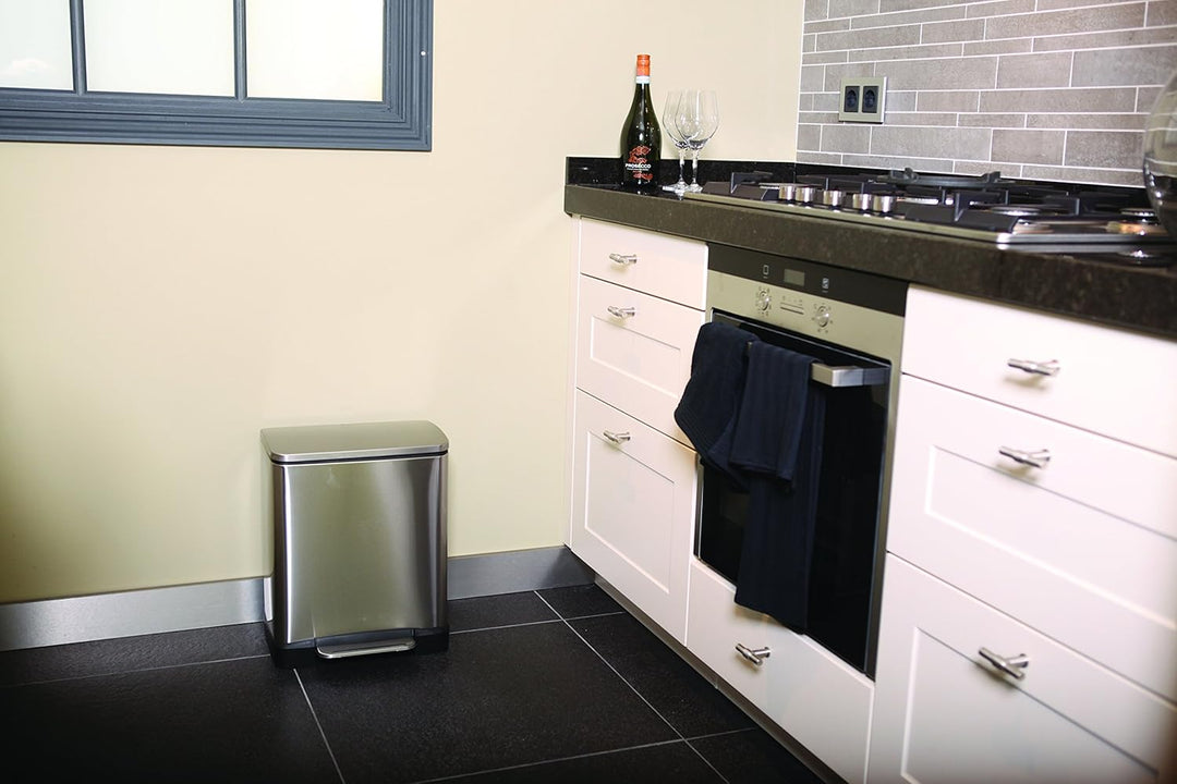 EKO E-Cube Tretmülleimer 10+9L Mülltrenner (32 x 36,6 x 44,5 cm, Dämpfer-System, Fingerabdruck frei,