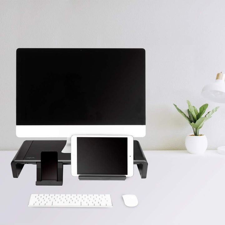 LogiLink Ergonomische TV- Monitorerhöhung, max. Belastung 25kg, Länge = 42–52cm variabel (42-52cm),