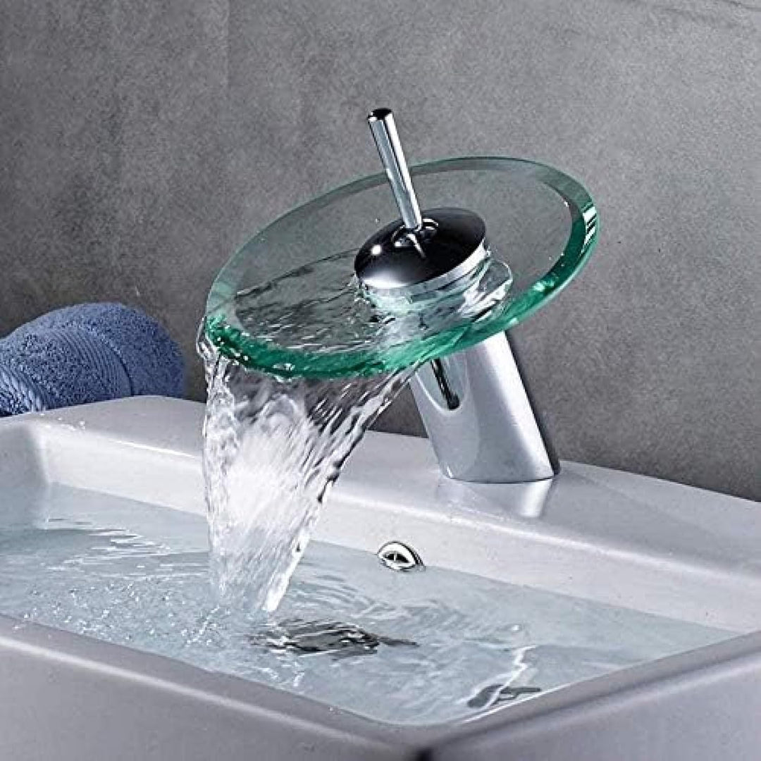 Wasserfall Wasserhahn Glas Waschbecken Mischbatterie - Deck Montiert für Badezimmer Becken
