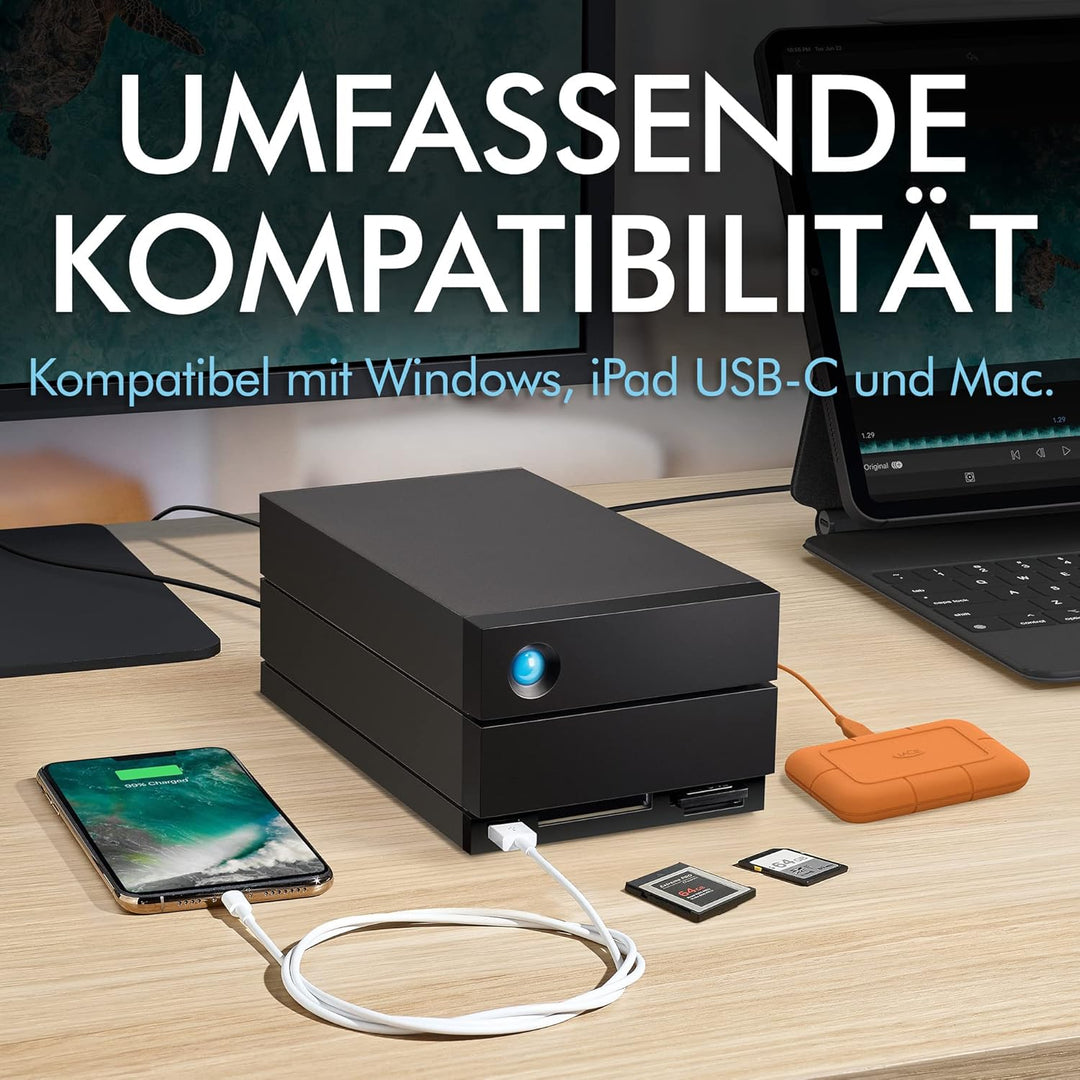 LaCie 2big Dock Thunderbolt 3 28TB externe Festplatte, 3.5 Zoll, Thunderbolt 3, RAID 1, 2, USB-C + C