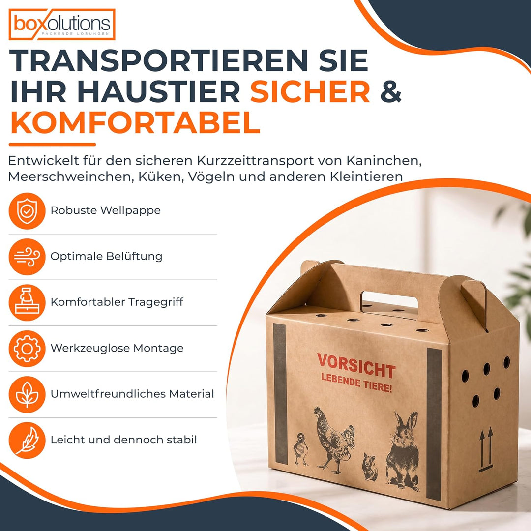 Transportkarton für Tiere Tiertransportkarton für Kleintiere - Geflügeltransportkiste - Hasen Transp