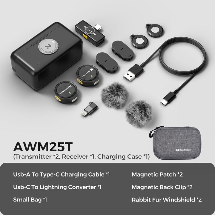 NearStream Wireless Lavalier Mikrofon für iPhone/Android,drahtloses Ansteckmikrofon mit Lightning/US