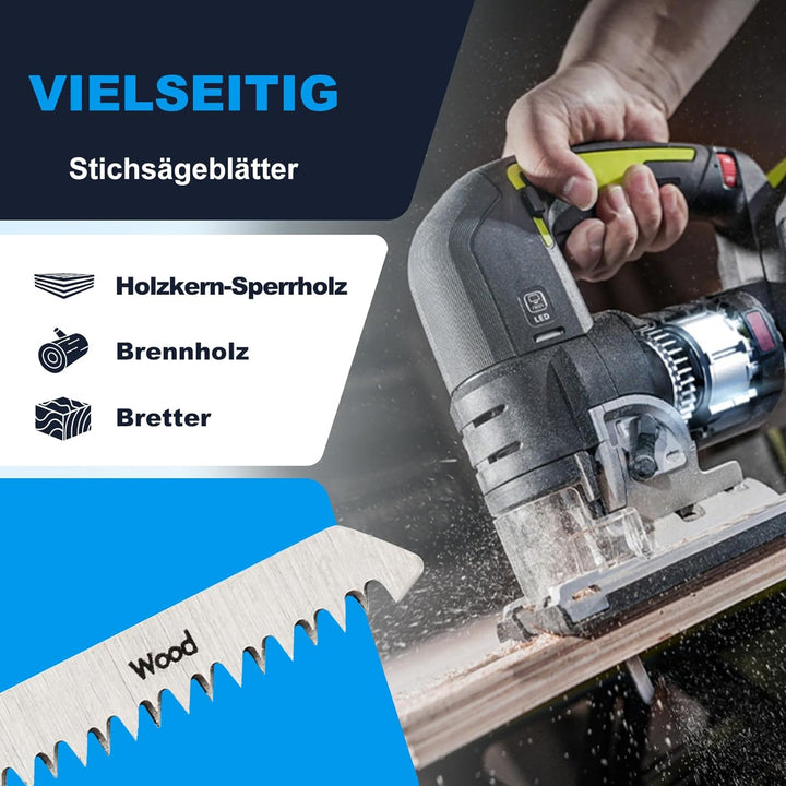 100tlgT101D Stichsägeblätter ，T-Schaft Stichsägeblatt Set mit Aufbewahrungskoffer für Holz ，sägeblät