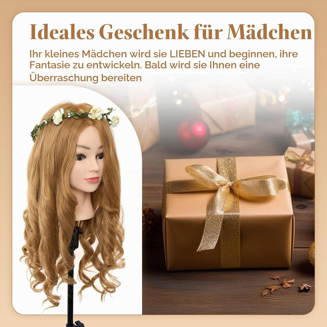 Neverland 26" Frisierkopf Friseur 60% Echthaar Haar Übungskopf Puppenkopf Friseurkopf Ausbildung Kop