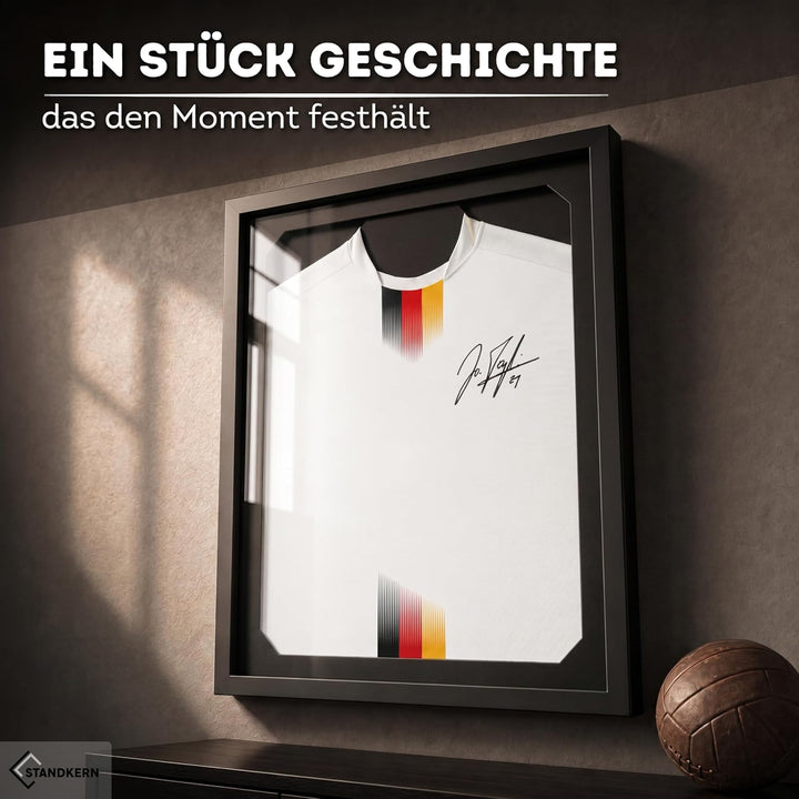 3D Trikotrahmen Fussball - Bilderrahmen für Trikot mit faltenfreier Fixierung - Trikot Bilderrahmen