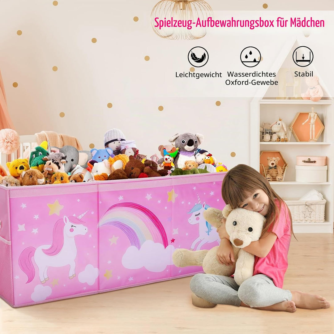 Gross Aufbewahrungsbox mit Deckel Kinder, Zusammenklappbare Oxford-Netztaschen Spielzeugkiste mit Gr