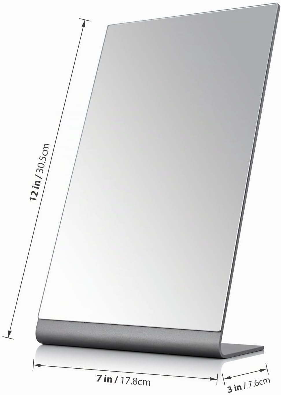 NEZZOE Rechteckiger Schminkspiegel für den Schreibtisch, 12 Zoll Aluminium Tischspiegel, Thekenspieg