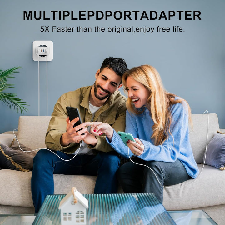 40W Ladegerät USB C Mehrfach, 2Pack 4 Port USBC Stecker Netzteil Ladeadapter Adapter Kompatibel mit