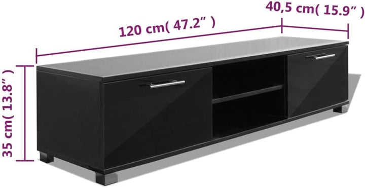 vidaXL TV Schrank Hochglanz-Schwarz Fernsehtisch Lowboard Sideboard TV Möbel 120 x 40.5 x 35 cm Hoch