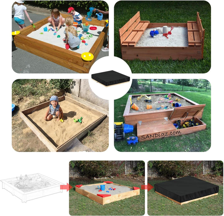 LAMUNI Sandkastenabdeckung Quadratisch Sandkasten Abdeckung Wasserdicht Sandkistenabdeckungen, 420D