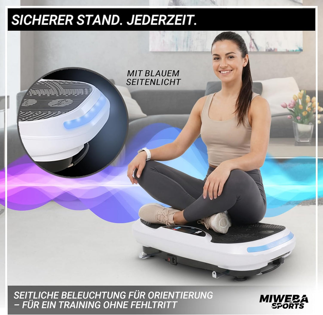 Miweba Sports Fitness 4D Wave Vibrationsplatte MV300 | 3 Jahre Garantie - 800 Watt - Armband Fernbed