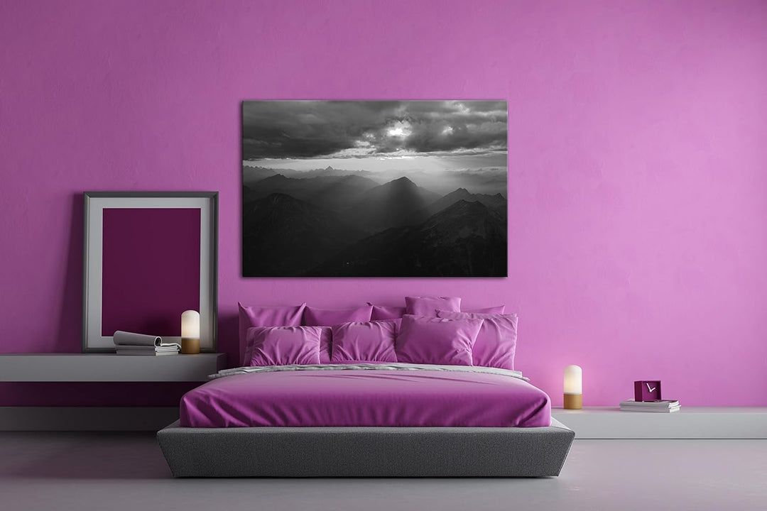 deyoli atemberaubende Aussicht von der Zugspitze Effekt: Schwarz/Weiss Format: 80x60 als Leinwand, M