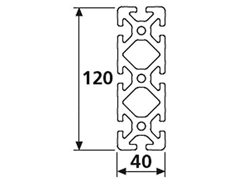 Aluminiumprofil 40x120S I-Typ Nut 8 (schwer), silber eloxiert. Aluminium Profil 40x120 Alu Profil 40
