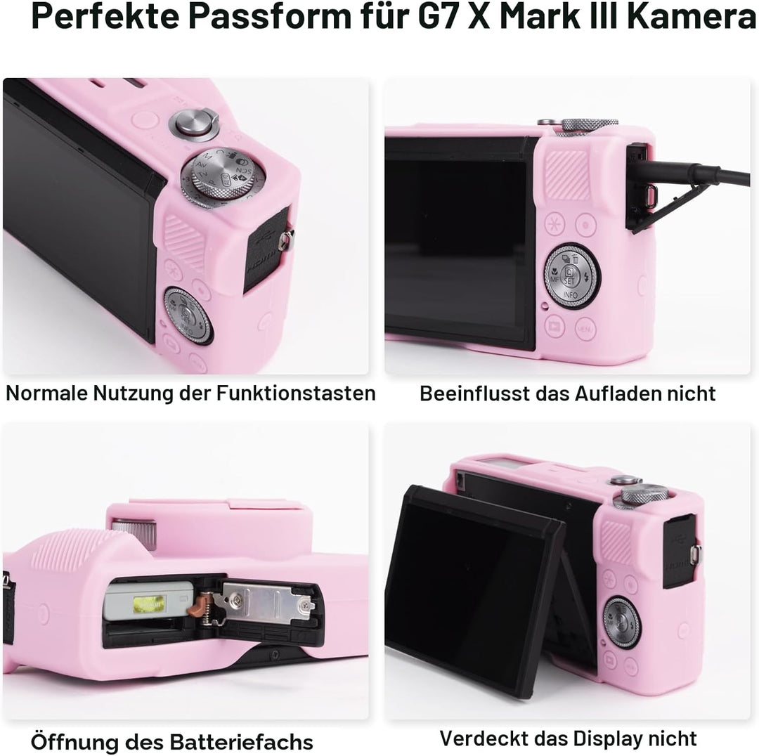 Rieibi Silikon-Schutzhülle für Canon G7X Mark III Hülle, G7X Mark III Zubehör mit 2 Stück Displaysch