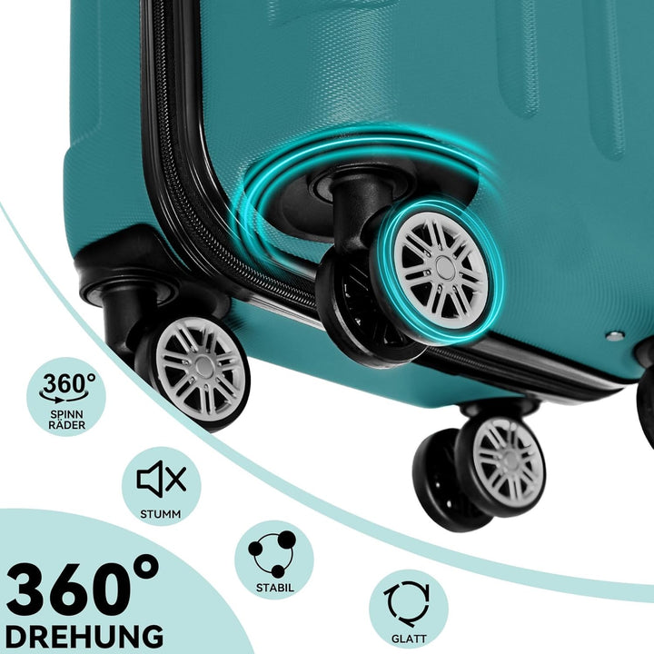 BEIBYE- Hartschalenkoffer Koffer Trolley Rollkoffer Reisekoffer Zahlenschloss 4 Zwilings-Rollen (For