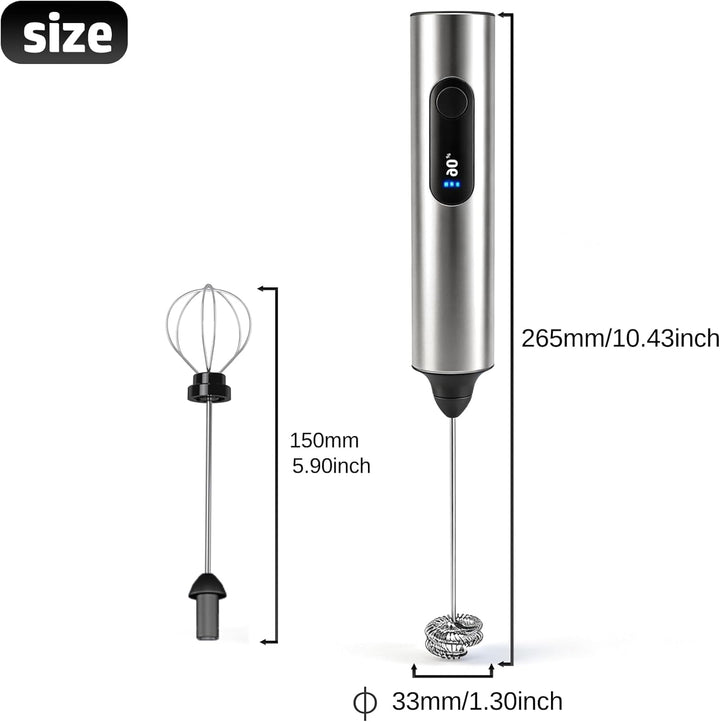 Handmilchaufschäumer,wiederaufladbarer elektrischer Kaffeemixer mit Typ-C-Akku und 2 Schneebesen Sil