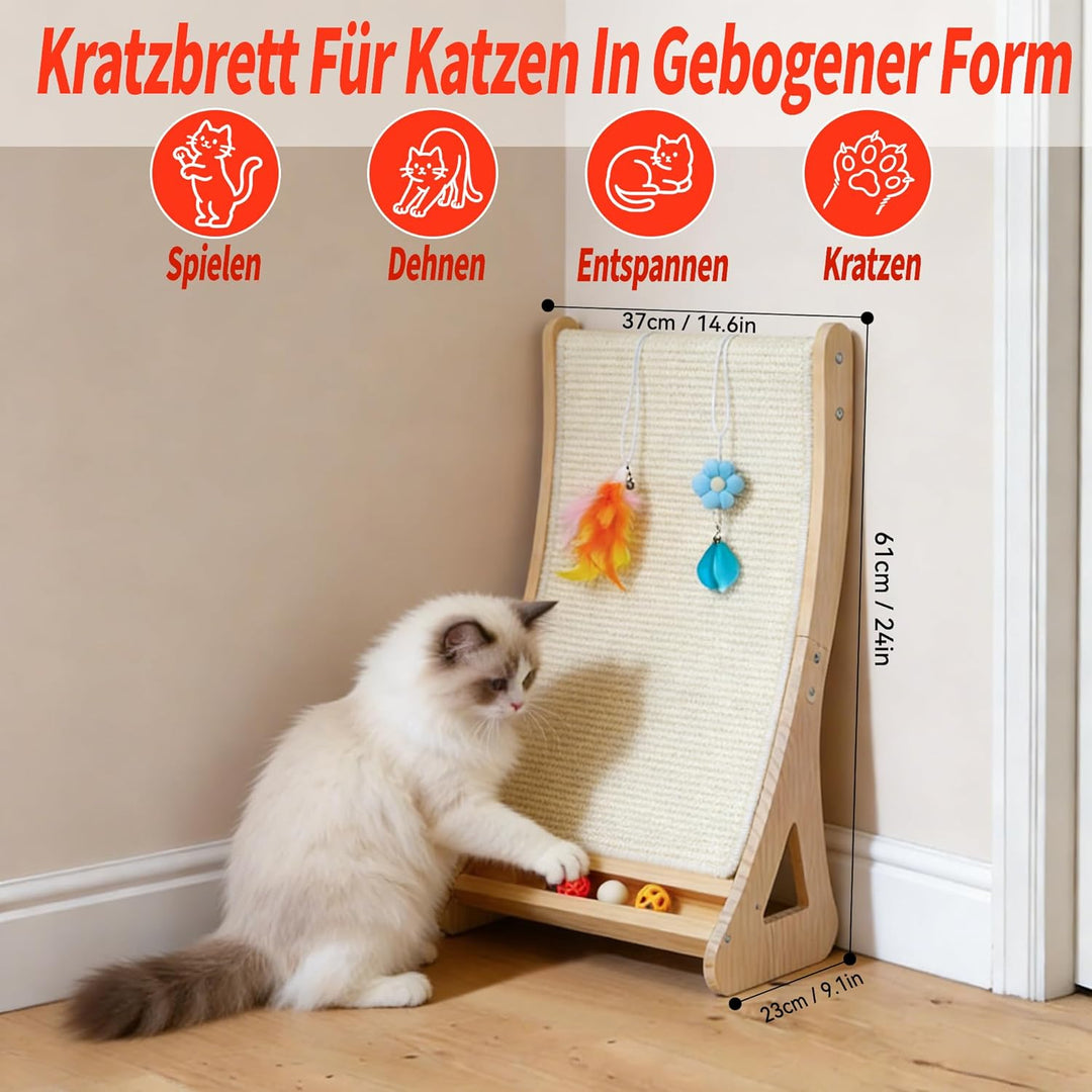 Katzen Kratzbrett Dual-Use Kratzpappe für Katzen Gross 63cm Gebogen Kratzmöbel Katze 100% Natürliche