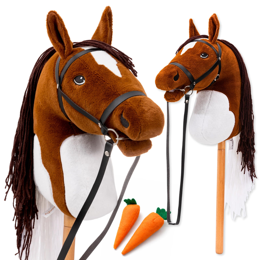 Hoofly® Hobby Horse Pferde – Grosses Steckenpferd für Kinder A3 mit Trense & 40 cm Schraubstab | Rea