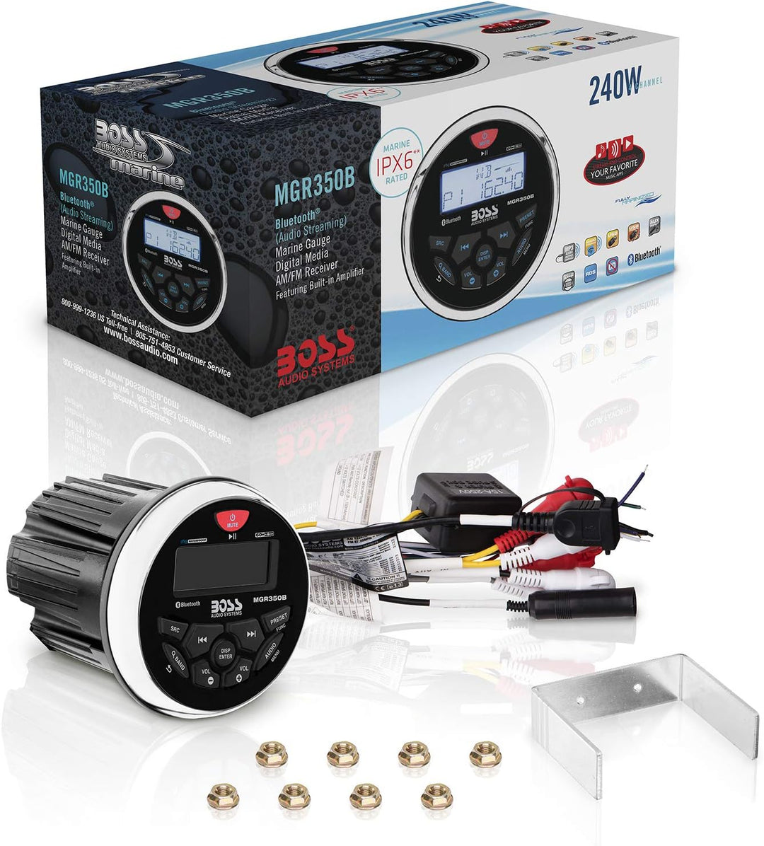 Boss Audio MGR350B Boss Audio Marine AM/FM/BT Receiver Gauge style
