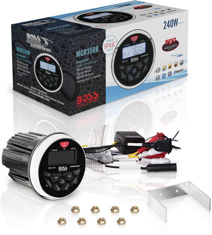 Boss Audio MGR350B Boss Audio Marine AM/FM/BT Receiver Gauge style