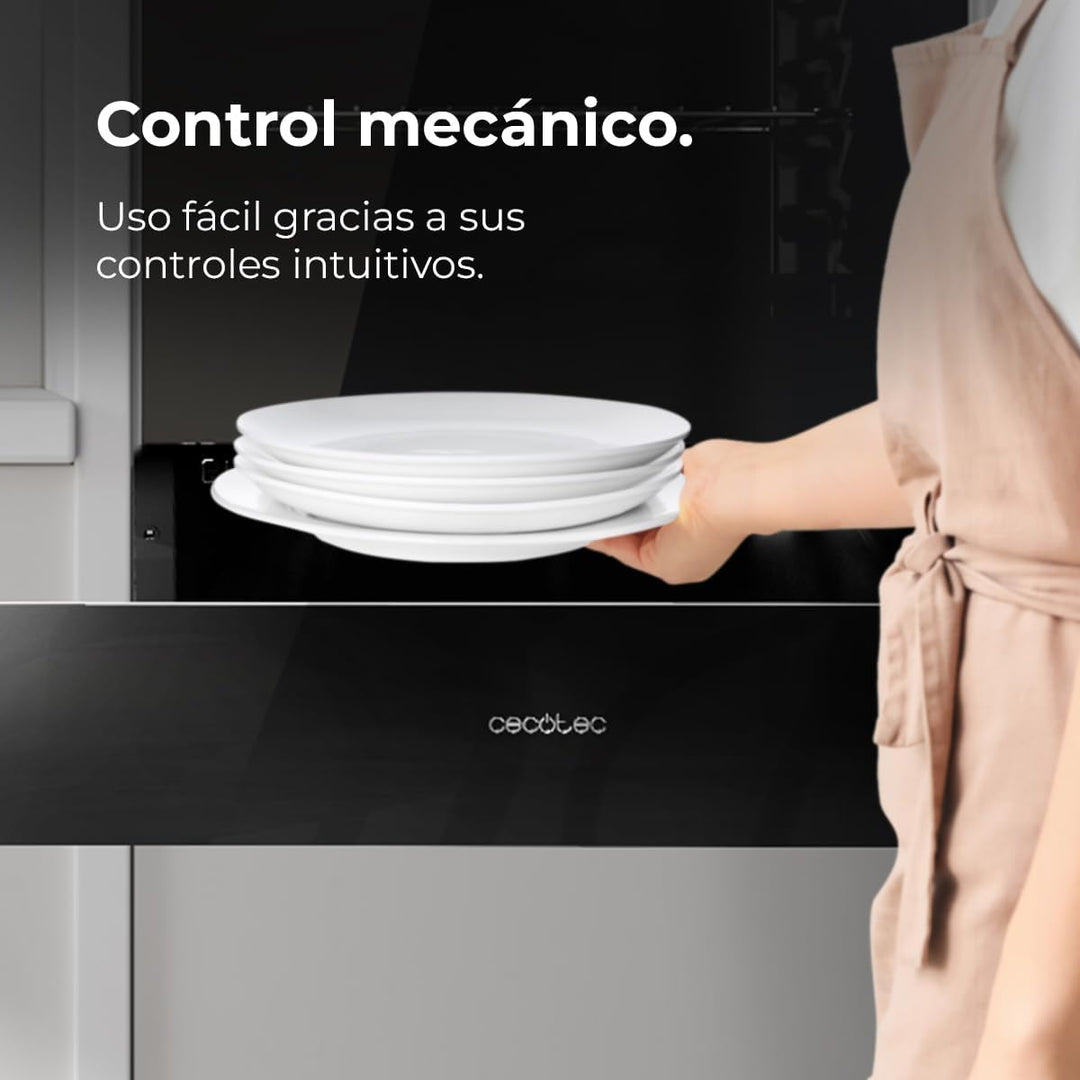 Cecotec Einbau-Wärmeschublade 60 cm Bolero Hexa WD Glass Black 470W Maximalleistung, einstellbare Te