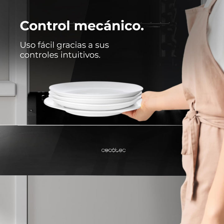 Cecotec Einbau-Wärmeschublade 60 cm Bolero Hexa WD Glass Black 470W Maximalleistung, einstellbare Te