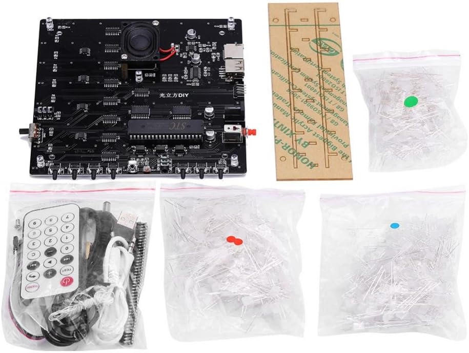 3D 8x8x8 Licht Quadratisch DIY Kit Fernbedienung DIY Elektronisches Musikspektrum Set Rot Grün Blau