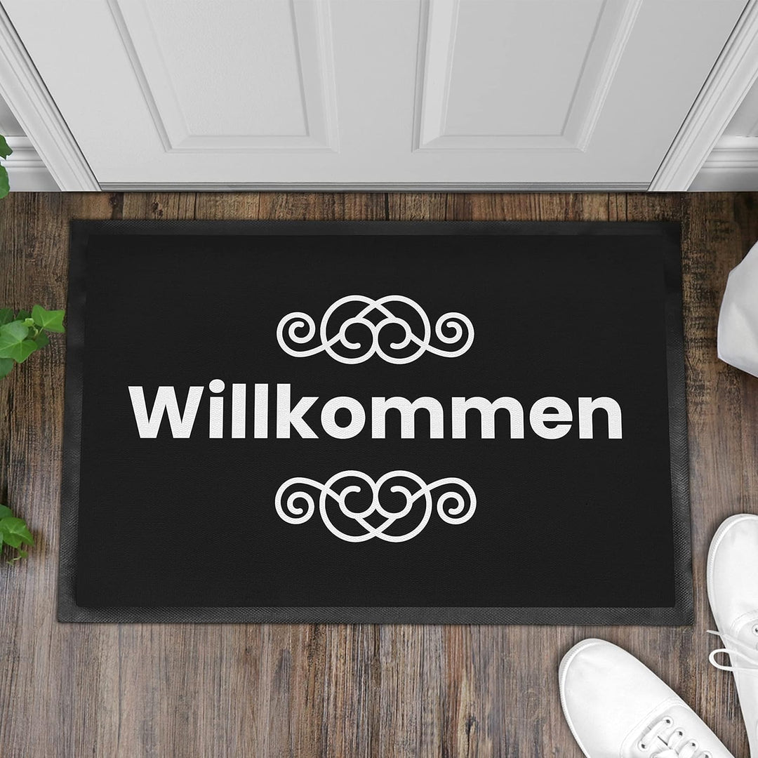 Trendation - Willkommen Fussmatte Grafik Schmutzfangmatte Geschenk Aussen Innenbereich 60x40 cm Wasc